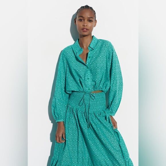 ZARA TIED PRINTED BLOUSE - Picture 3 of 10